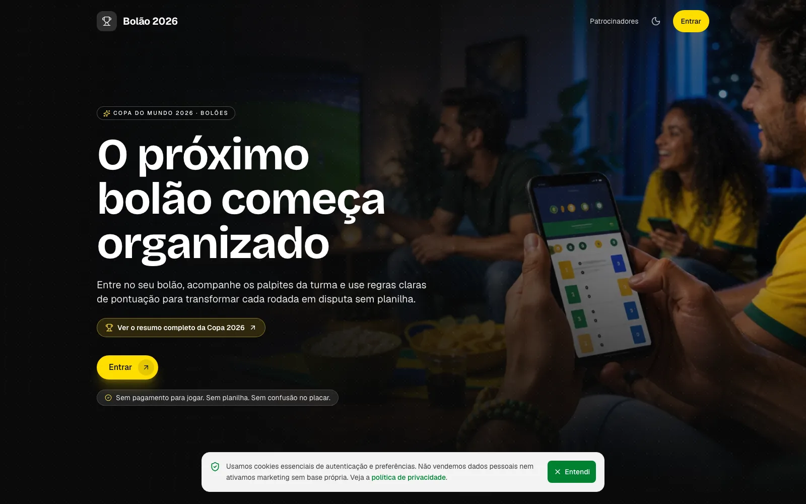 Preview do projeto Bolão 2026 a partir do portfólio público do estúdio.