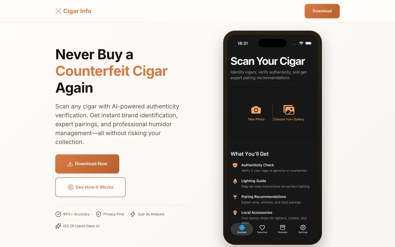 Preview do projeto CigarInfo AI a partir do portfólio público do estúdio.