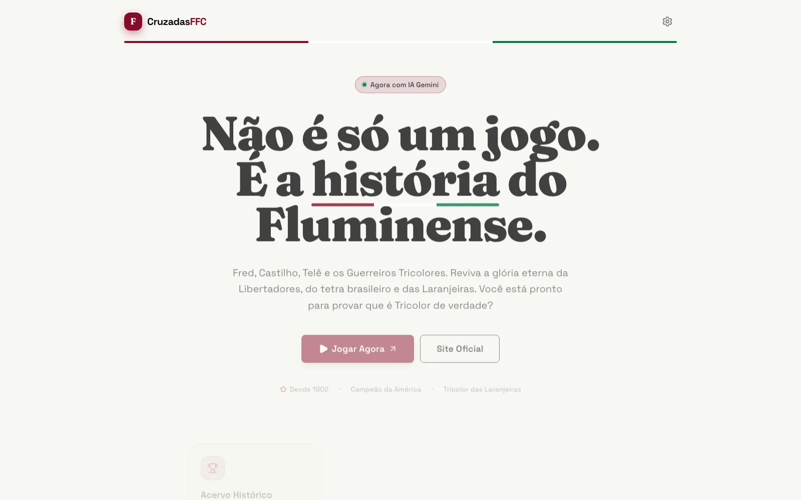 Preview do projeto Cruzadas Fluminense a partir do portfólio público do estúdio.