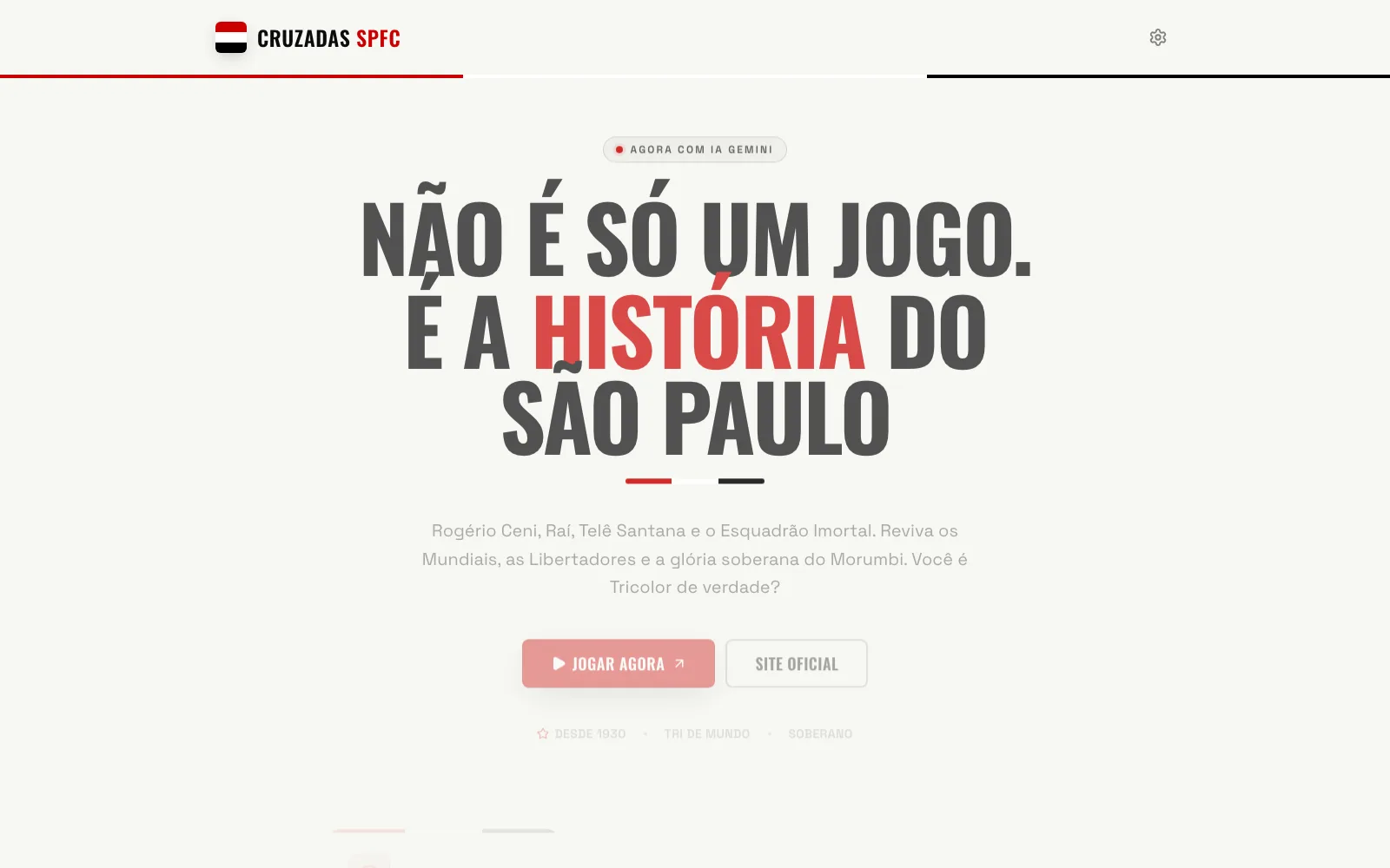 Preview do projeto Cruzadas Tricolores a partir do portfólio público do estúdio.