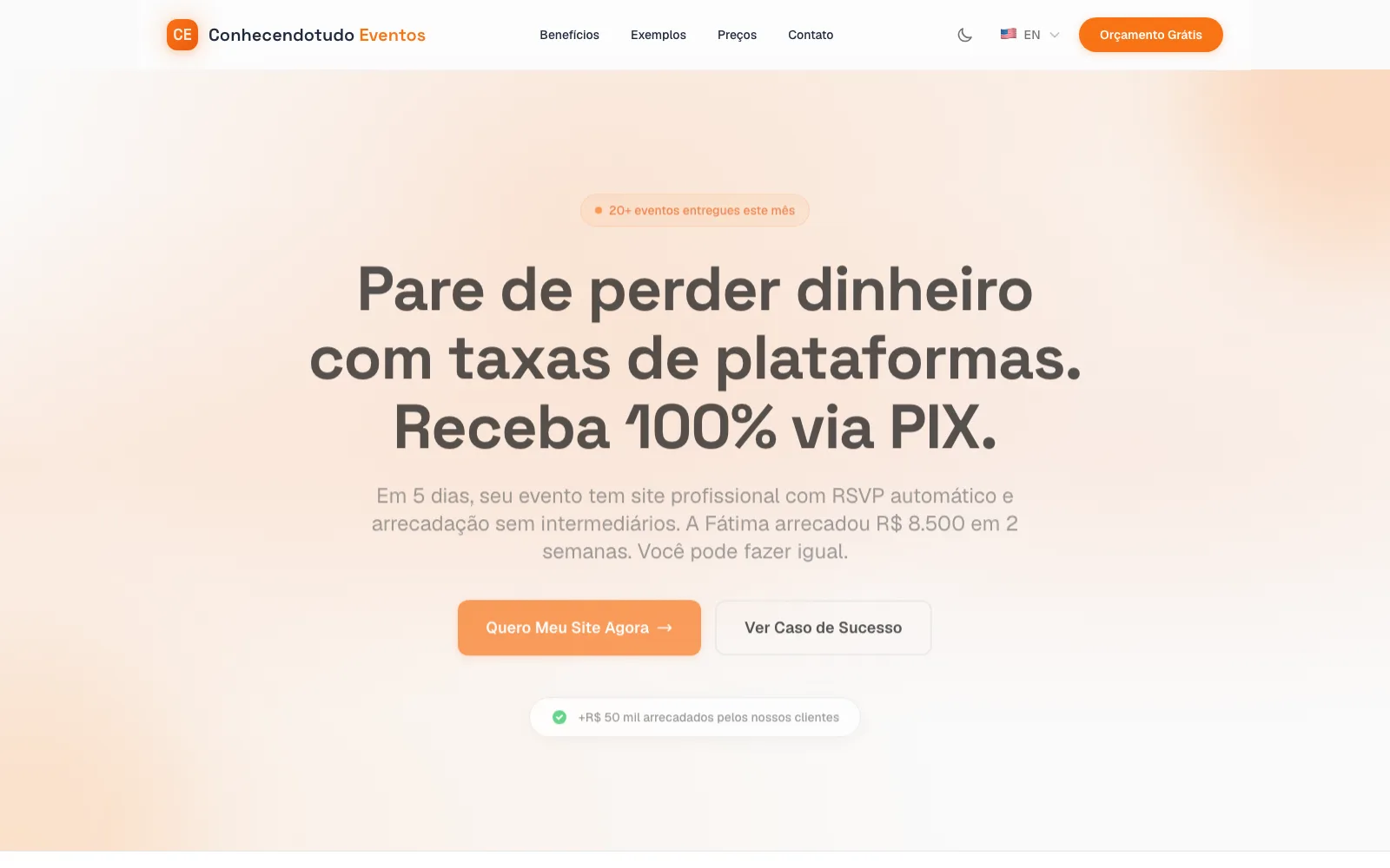 Preview do projeto Event Services Platform a partir do portfólio público do estúdio.
