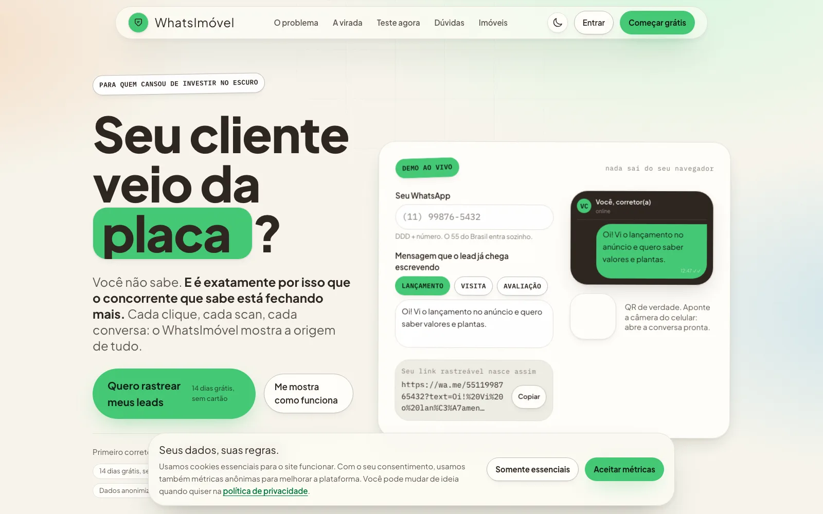 Preview do projeto WhatsImovel a partir do portfólio público do estúdio.